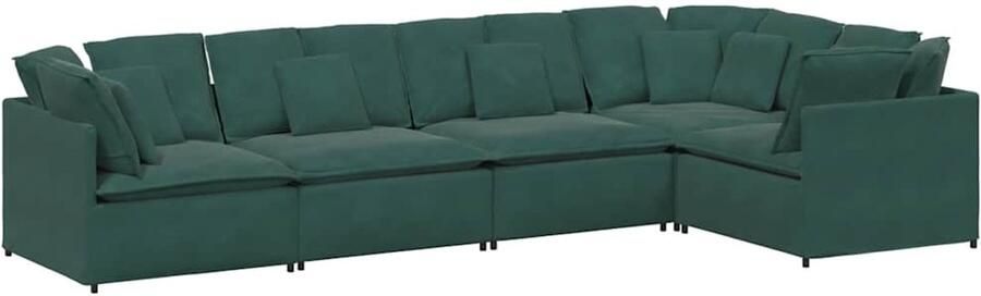 VidaXL Modulaire bank met kussens fluweel donkergroen