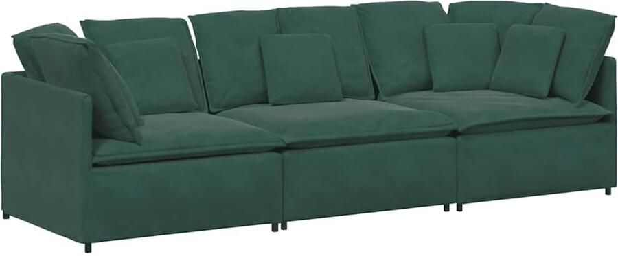 VidaXL Modulaire bank met kussens fluweel donkergroen