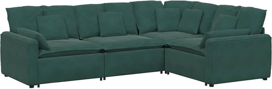 VidaXL Modulaire bank met kussens fluweel donkergroen