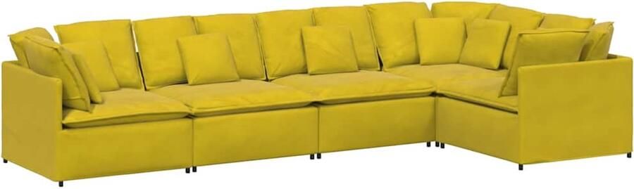 VidaXL Modulaire bank met kussens fluweel geel - Foto 3
