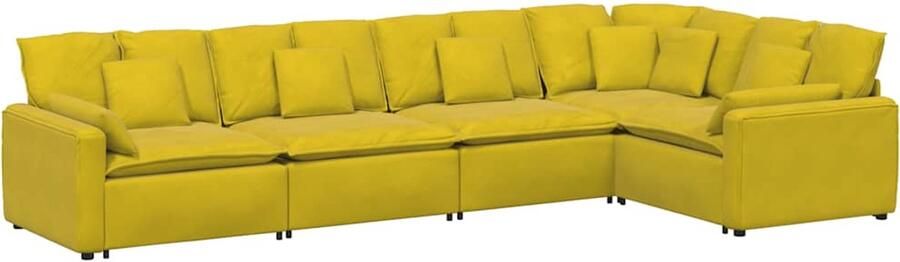VidaXL Modulaire bank met kussens fluweel geel