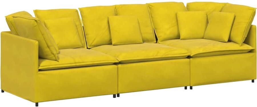 VidaXL Modulaire bank met kussens fluweel geel