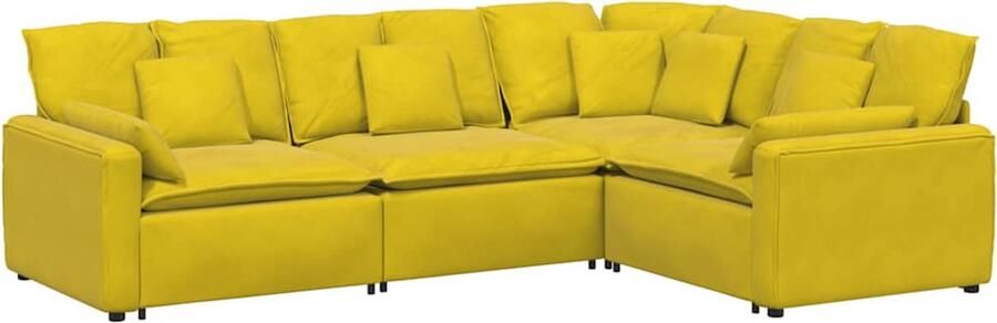 VidaXL Modulaire bank met kussens fluweel geel