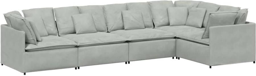 VidaXL Modulaire bank met kussens fluweel lichtgrijs