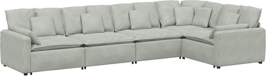 VidaXL Modulaire bank met kussens fluweel lichtgrijs