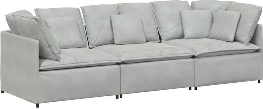 VidaXL Modulaire bank met kussens fluweel lichtgrijs