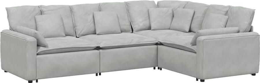 VidaXL Modulaire bank met kussens fluweel lichtgrijs