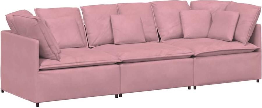 VidaXL Modulaire bank met kussens fluweel roze - Foto 2