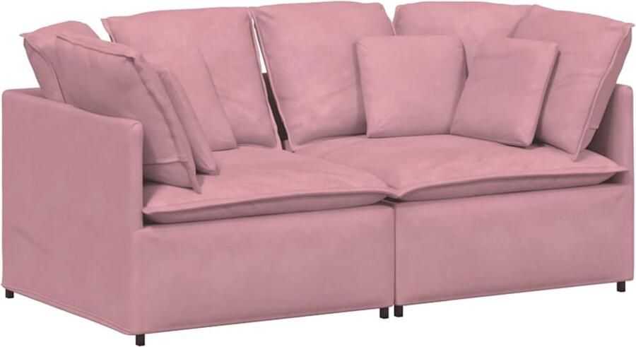 VidaXL Modulaire bank met kussens fluweel roze