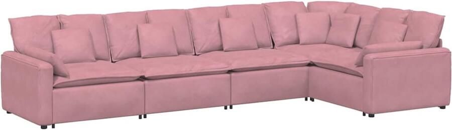 VidaXL Modulaire bank met kussens fluweel roze - Foto 3