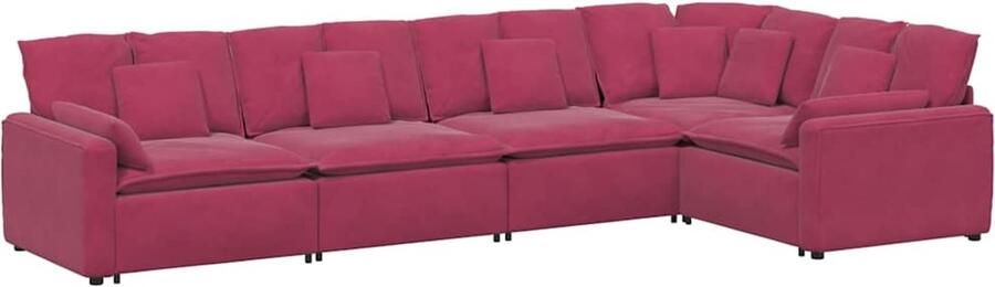 VidaXL Modulaire bank met kussens fluweel wijnrood