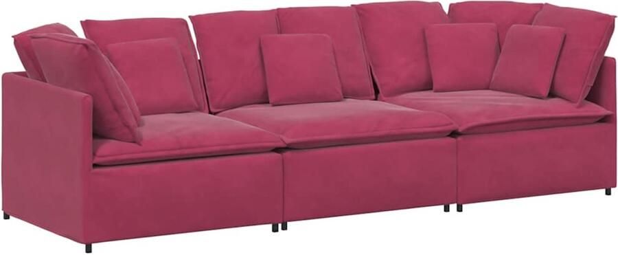 VidaXL Modulaire bank met kussens fluweel wijnrood