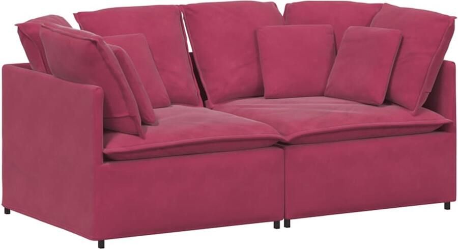 VidaXL Modulaire bank met kussens fluweel wijnrood