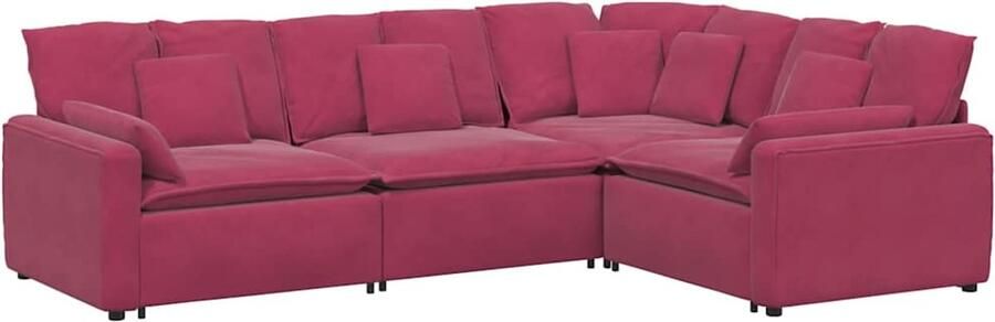 VidaXL Modulaire bank met kussens fluweel wijnrood