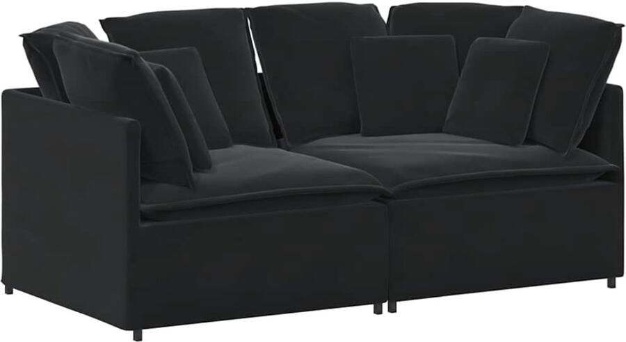 VidaXL Modulaire bank met kussens fluweel zwart