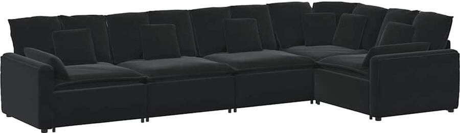 VidaXL Modulaire bank met kussens fluweel zwart - Foto 2