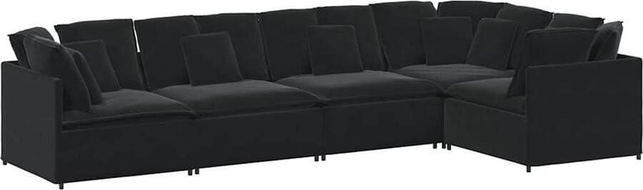 VidaXL Modulaire bank met kussens fluweel zwart