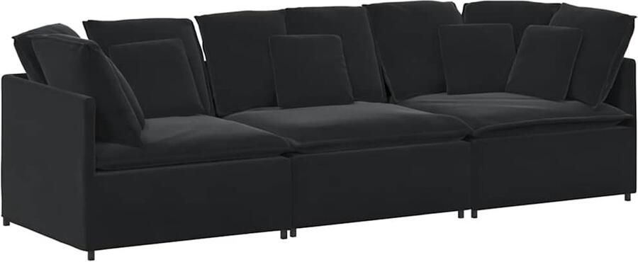 VidaXL Modulaire bank met kussens fluweel zwart