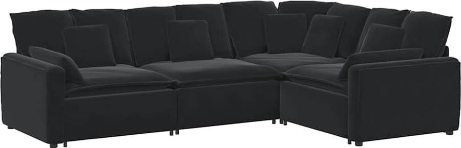 VidaXL Modulaire bank met kussens fluweel zwart