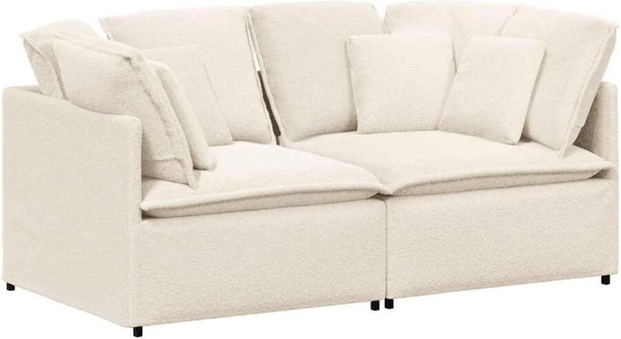 VidaXL Modulaire bank met kussens gekrulde wolachtige stof crème - Foto 2