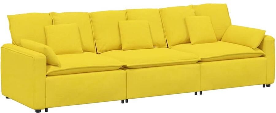 VidaXL Modulaire bank met kussens lichtgeel