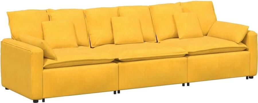 VidaXL Modulaire bank met kussens lichtgeel