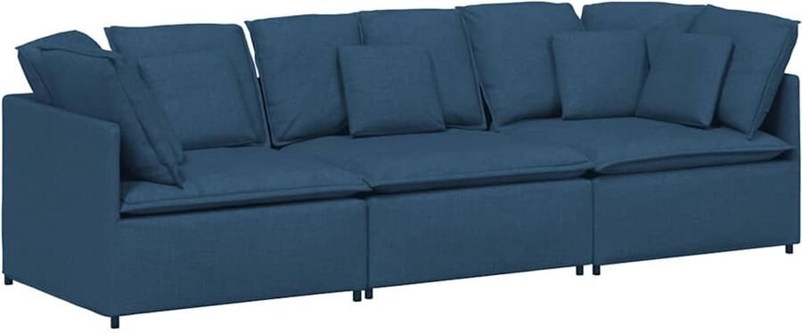 VidaXL Modulaire bank met kussens stof blauw