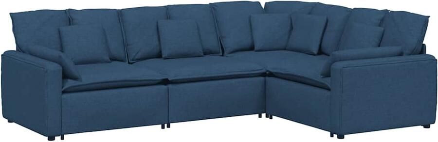 VidaXL Modulaire bank met kussens stof blauw