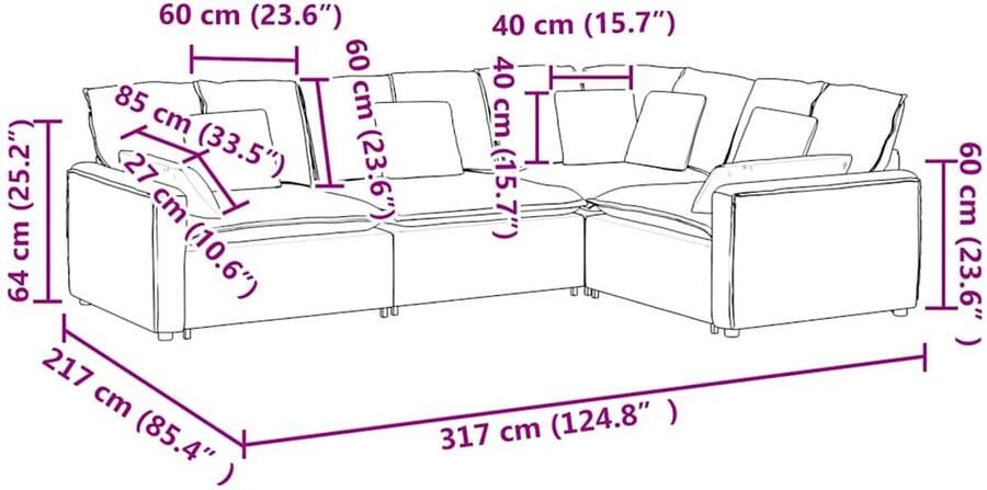 VidaXL Modulaire bank met kussens stof donkergroen