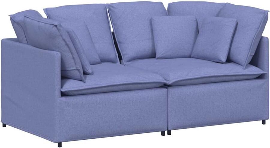 VidaXL Modulaire bank met kussens stof jeansblauw