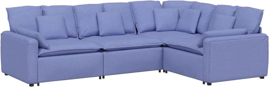 VidaXL Modulaire bank met kussens stof jeansblauw