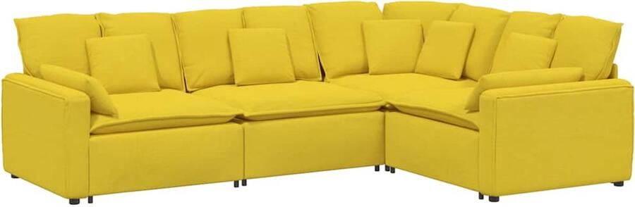 VidaXL Modulaire bank met kussens stof lichtgeel