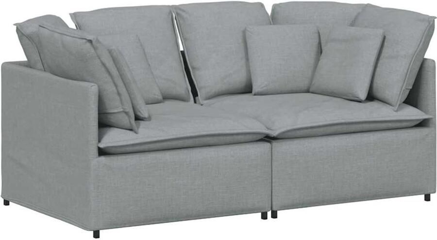 VidaXL Modulaire bank met kussens stof lichtgrijs