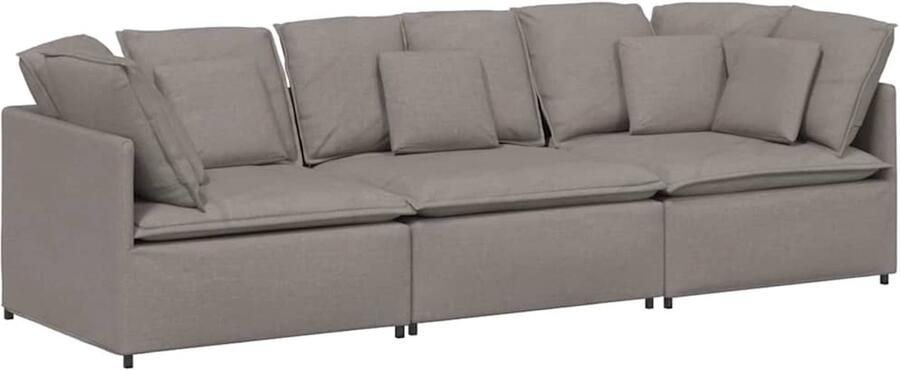 VidaXL Modulaire bank met kussens stof taupe - Foto 2