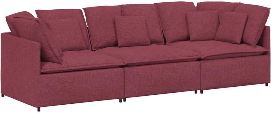 VidaXL Modulaire bank met kussens stof wijnrood