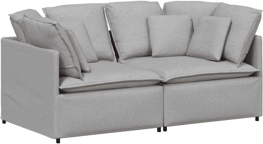 VidaXL Modulaire bank met kussens stof wolk grijs