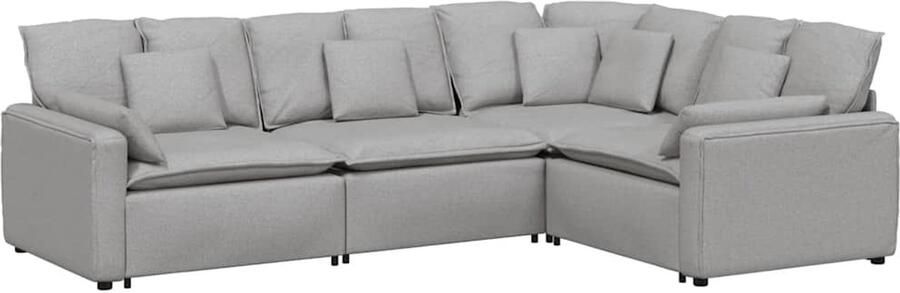 VidaXL Modulaire bank met kussens stof wolk grijs