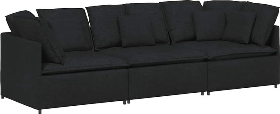 VidaXL Modulaire bank met kussens stof zwart