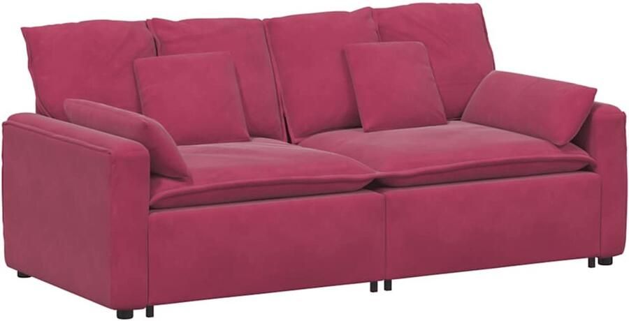 VidaXL Modulaire bank met kussens wijnrood