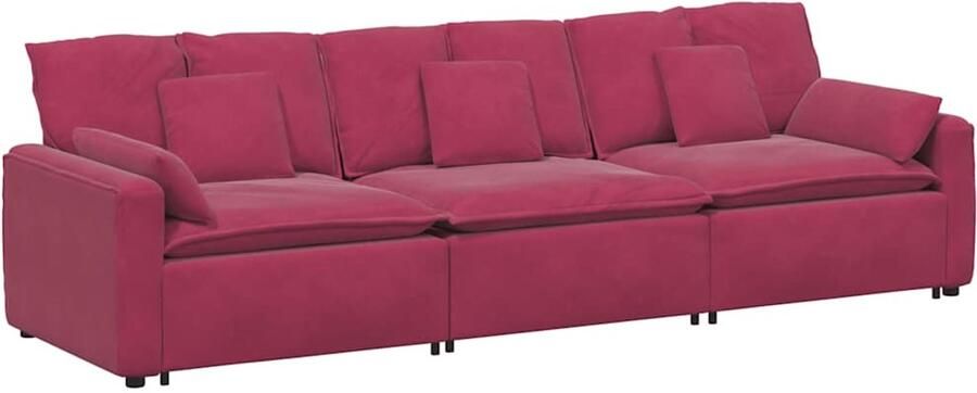 VidaXL Modulaire bank met kussens wijnrood