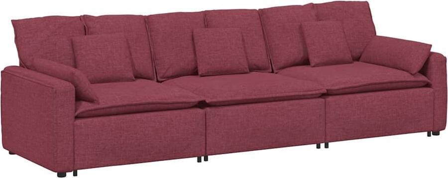 VidaXL Modulaire bank met kussens wijnrood - Foto 2