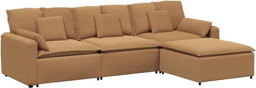 VidaXL Modulaire bank met voetenbank en kussens beige