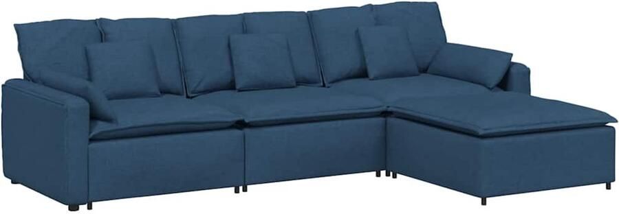 VidaXL Modulaire bank met voetenbank en kussens blauw