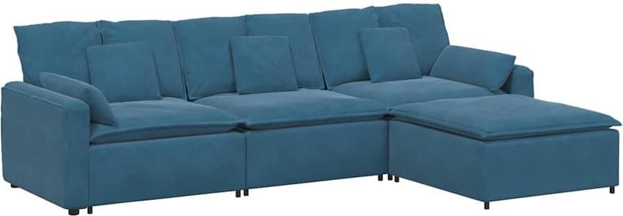 VidaXL Modulaire bank met voetenbank en kussens blauw