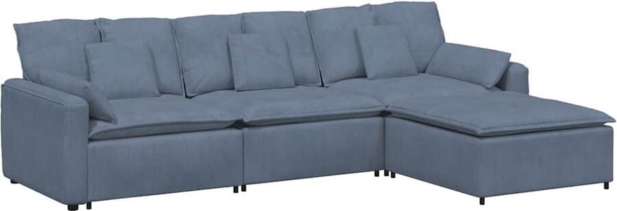 VidaXL Modulaire bank met voetenbank en kussens blauw