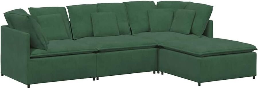 VidaXL Modulaire bank met voetenbank en kussens corduroy jungle groen