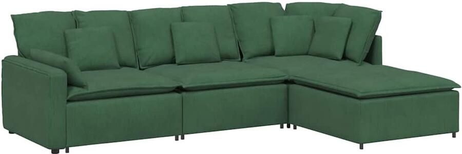 VidaXL Modulaire bank met voetenbank en kussens corduroy donkergroen