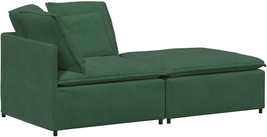 VidaXL Modulaire bank met voetenbank en kussens corduroy donkergroen