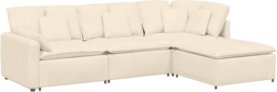 VidaXL Modulaire bank met voetenbank en kussens corduroy stof crème