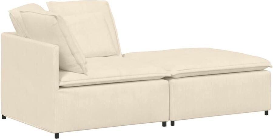 VidaXL Modulaire bank met voetenbank en kussens corduroy stof crème